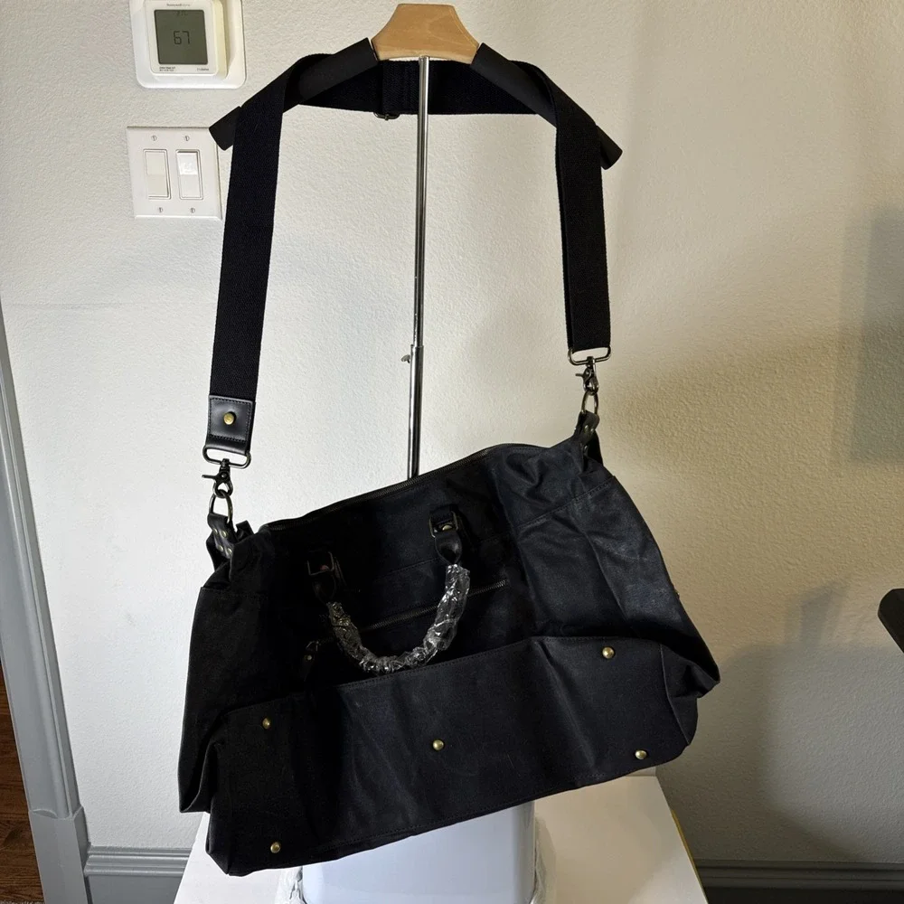Soaeon‎ Duffle Bag Waterproof Canvas With Genuine Leather